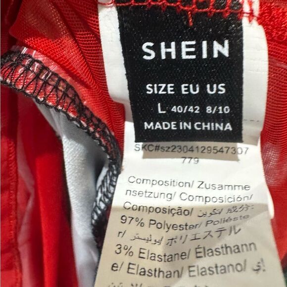 Black and red floral print ruched ruffle hem midi cami dress size large - Picture 8 of 9